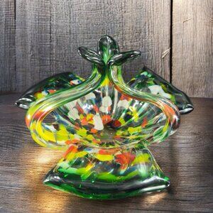 Vintage Venetian‎ Art Glass Sculpture Italian Glass Dish Centerpiece Bowl Italy